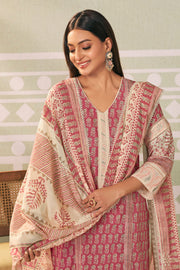 Pure Mal Mal Cotton Hand Block Printed Straight Cut Salwar Kameez